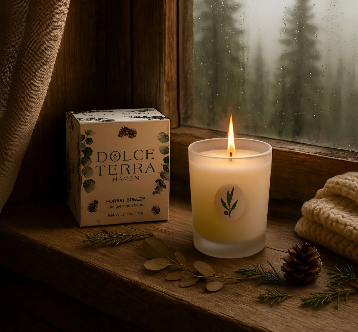 Forest Retreat cedarwood candle in matte black vessel